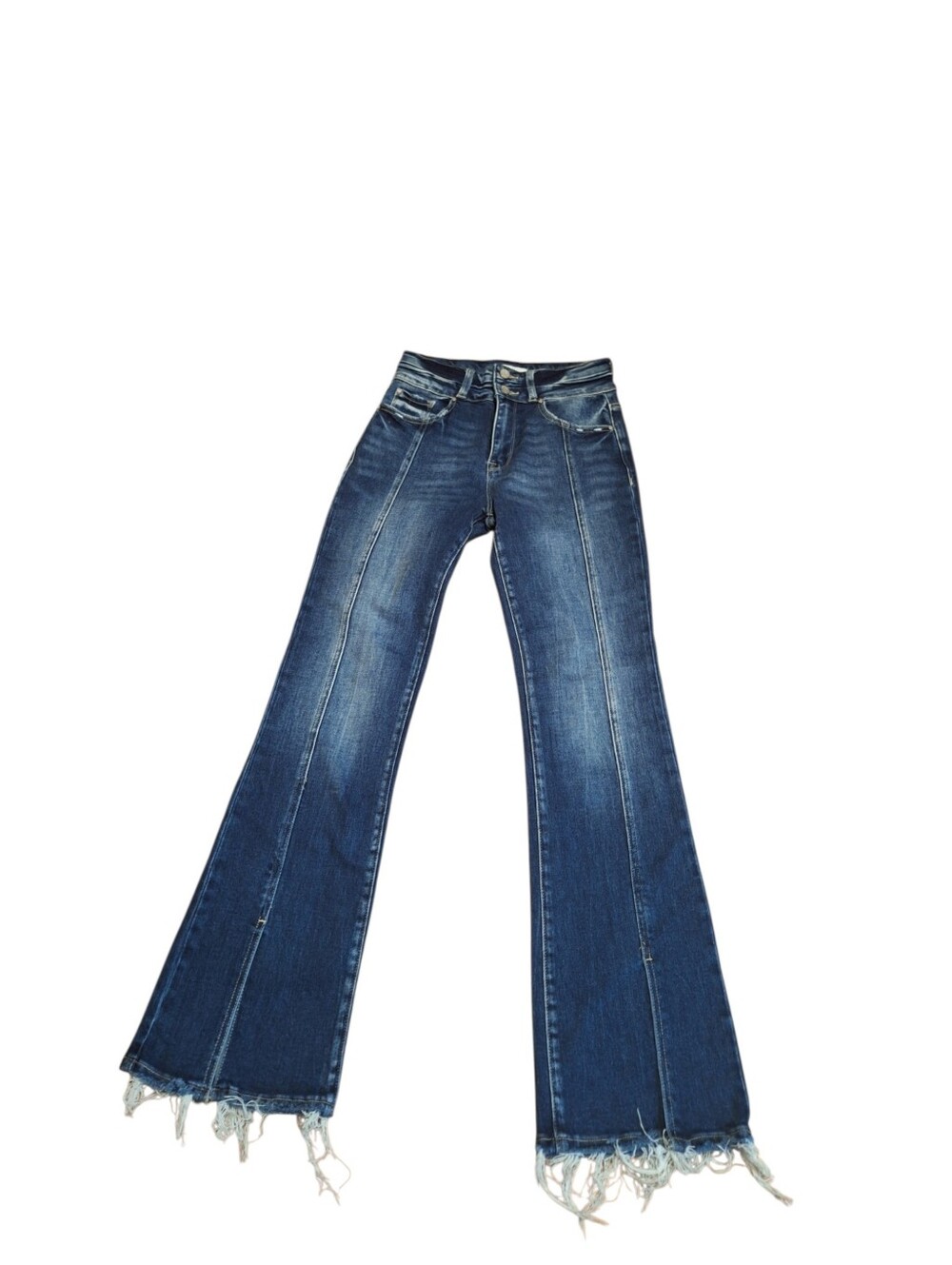 Petra 153 Mid Wash Distressed Stretch Flare Jeans Distressed Curves Ladies 27